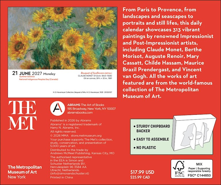 ABRMS The Met Impressionism and Post-Impressionism 2027 Day-to-Day Calendar