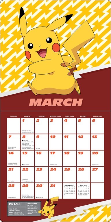 ABRMS Pokémon 2027 Wall Calendar