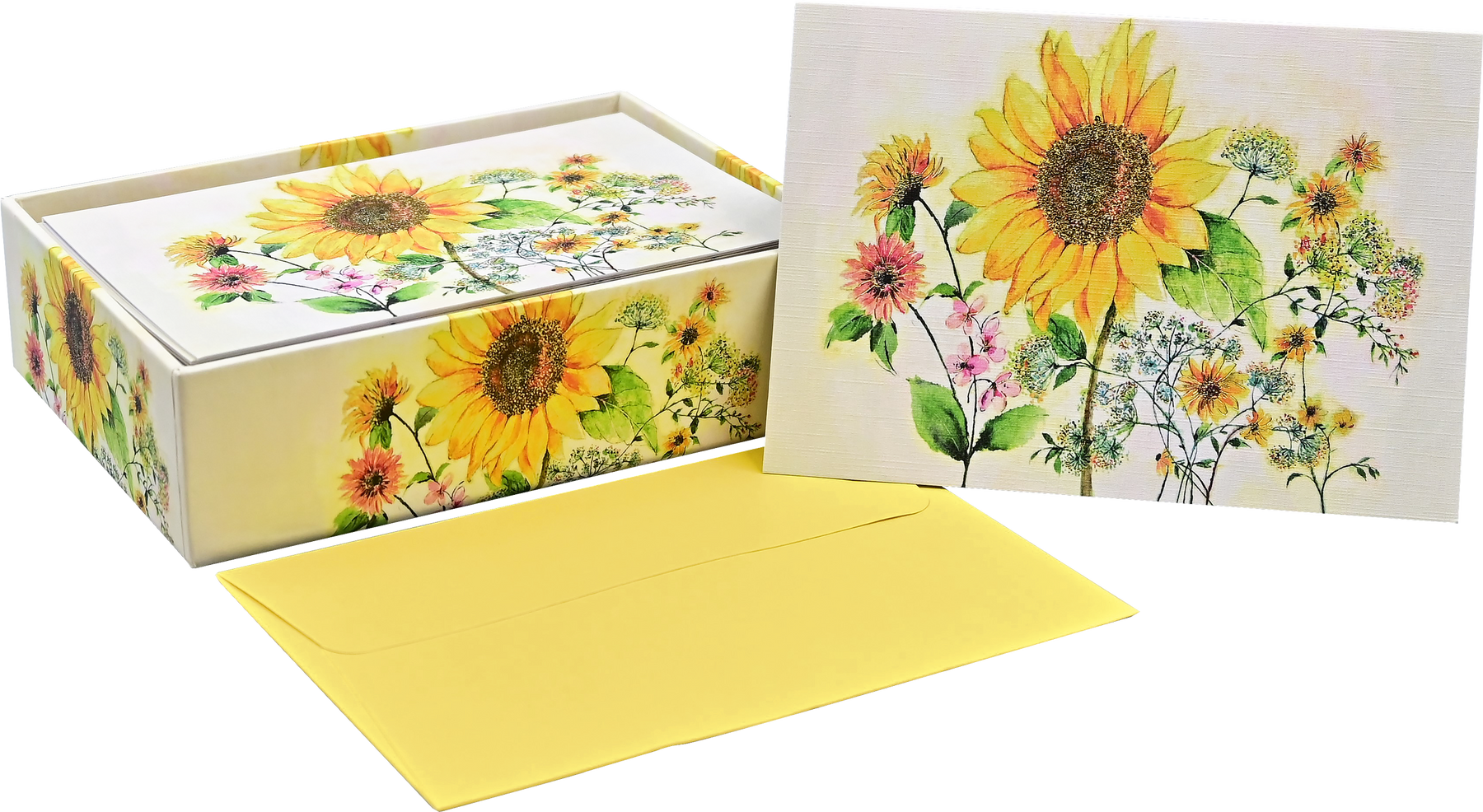 Boxed Note Cards - Watercolor Sunflower    