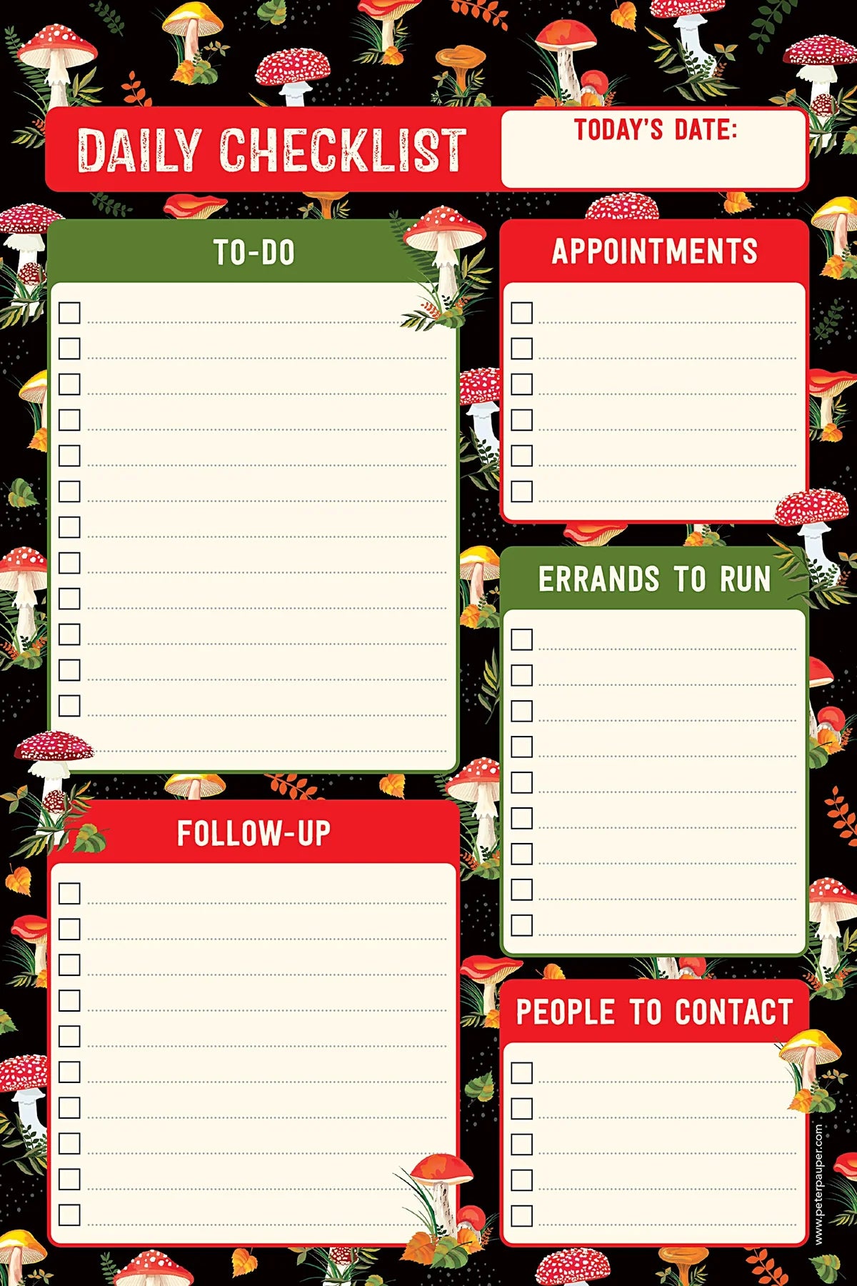Mushrooms Daily Checklist Notepad