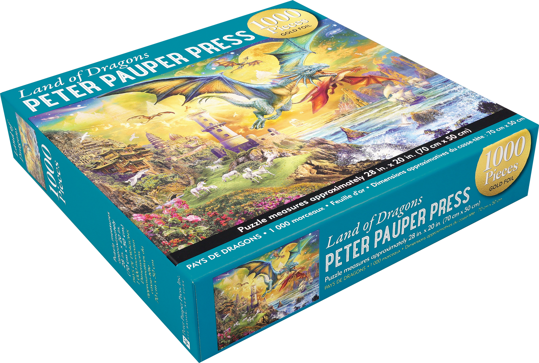 Land of Dragons 1000-Piece Jigsaw Puzzle with Gold Foil Highlights