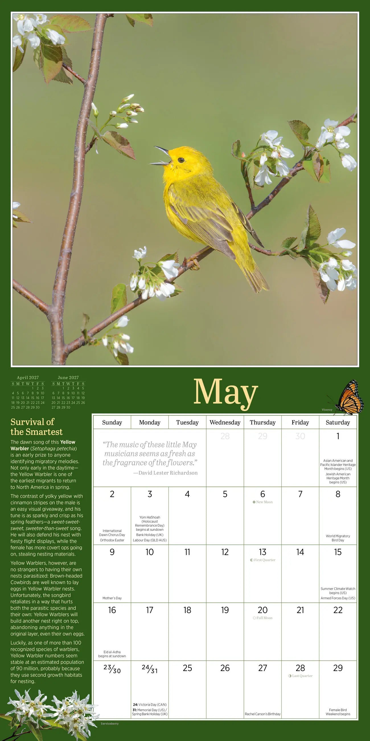 Audubon Birds in the Garden 2027 Wall Calendar