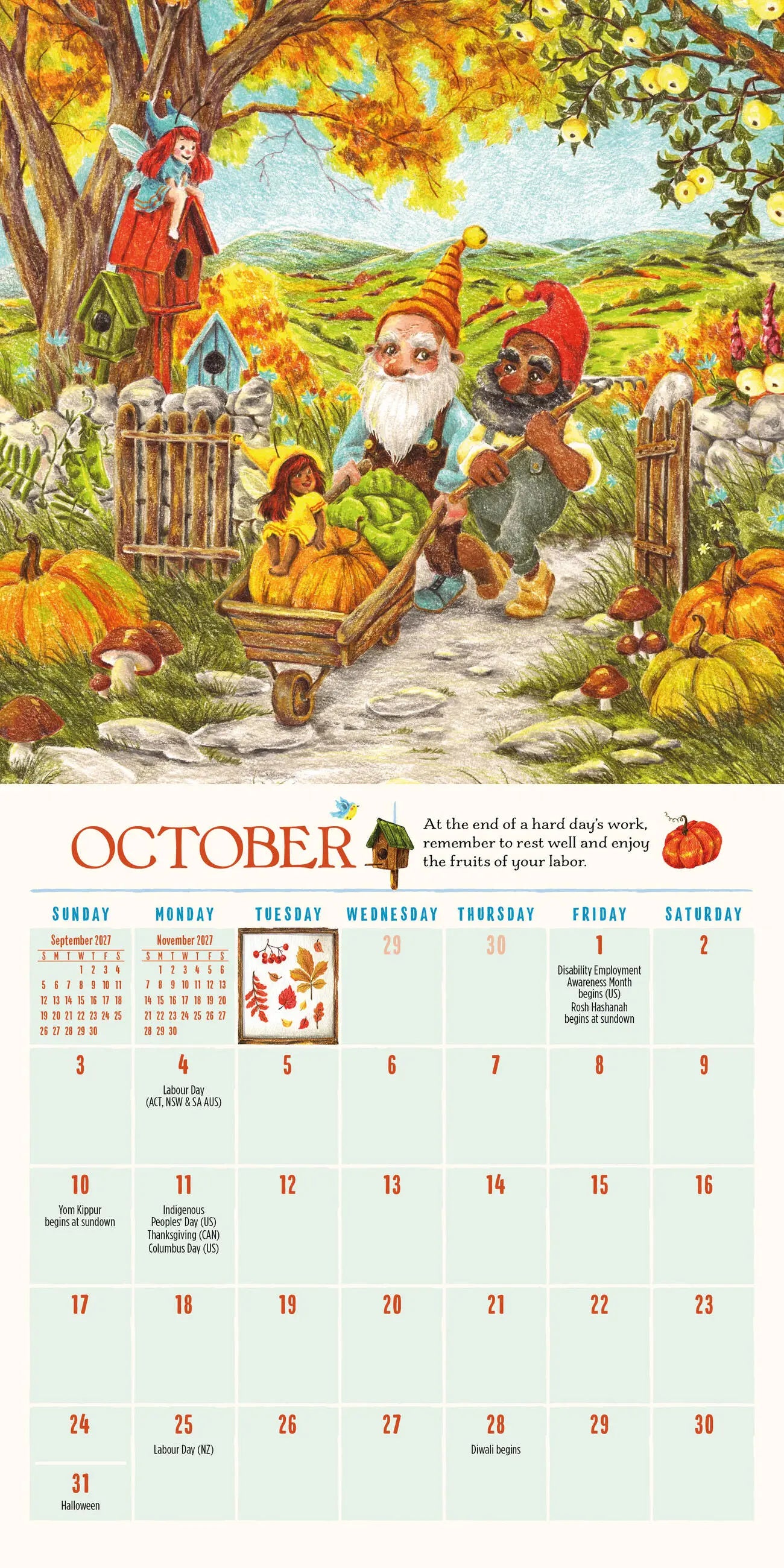 Gnome Life 2027 Mini Wall Calendar
