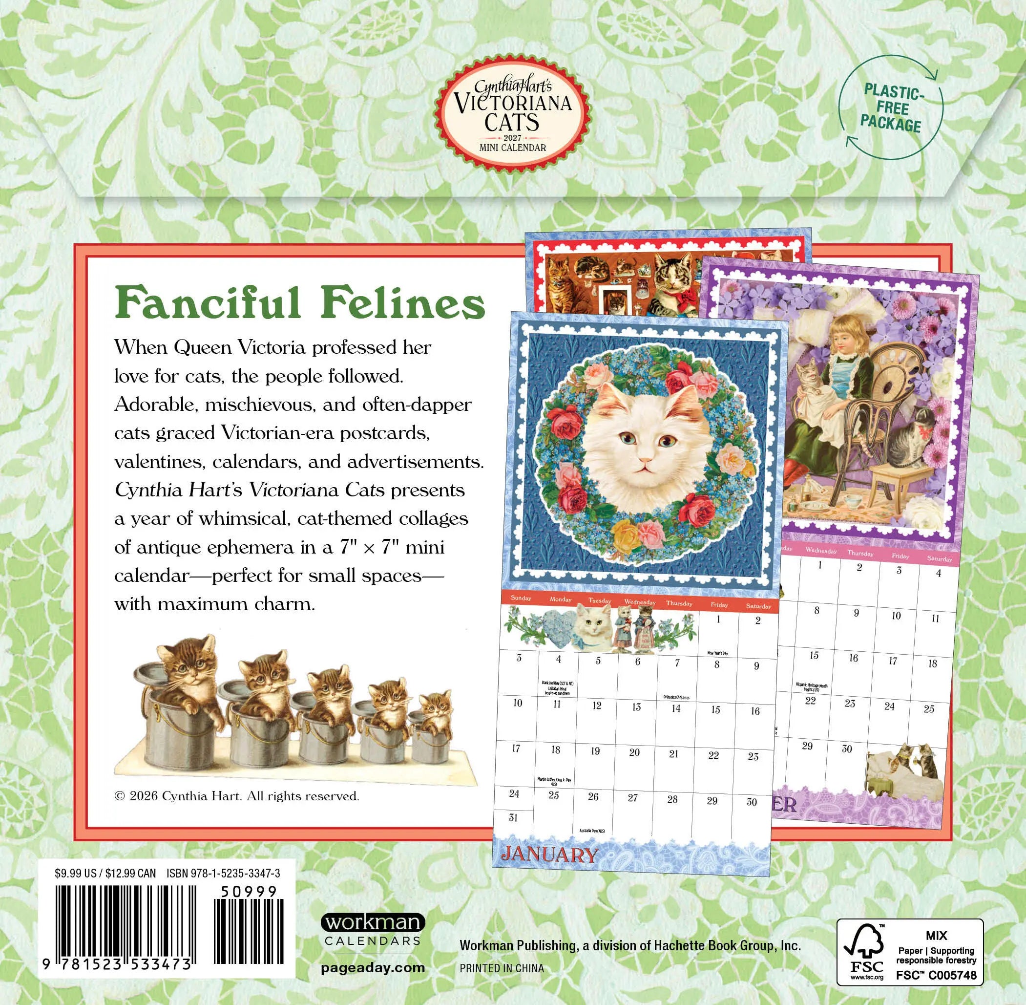 WRK Cynthia Hart’s Victoriana Cats 2027 Mini Wall Calendar