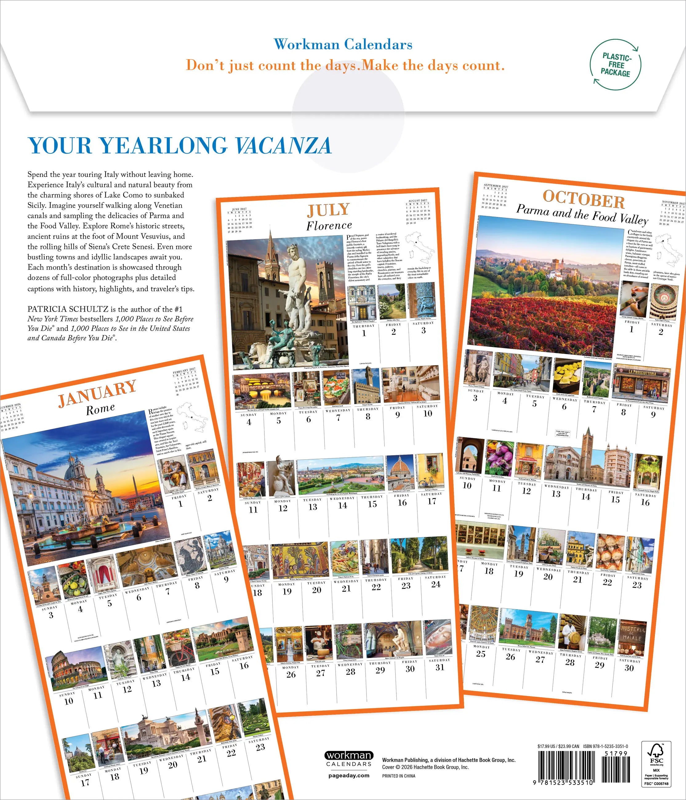 WRK 365 Days in Italy Picture-A-Day® 2027 Wall Calendar