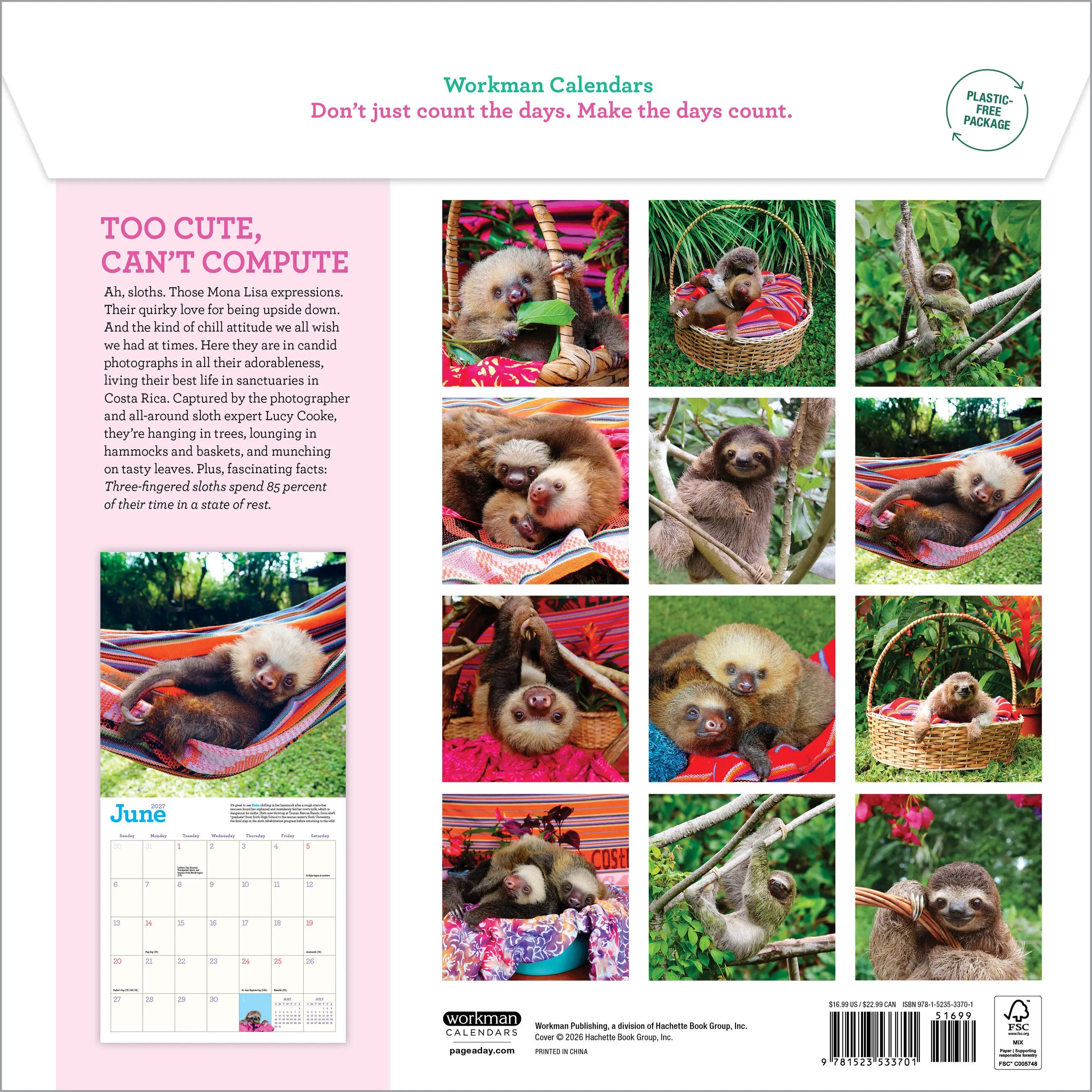 WRK Original Sloths 2027 Wall Calendar