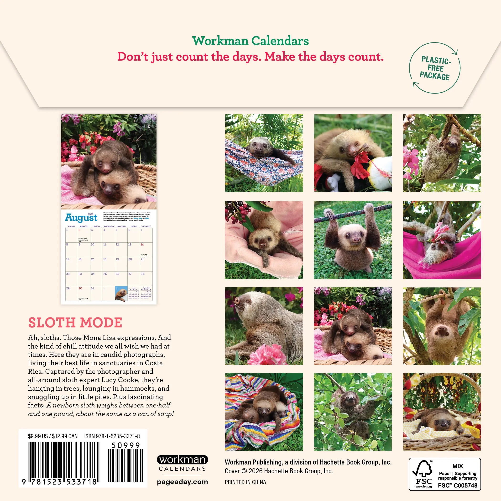 Original Sloths 2027 Mini Wall Calendar