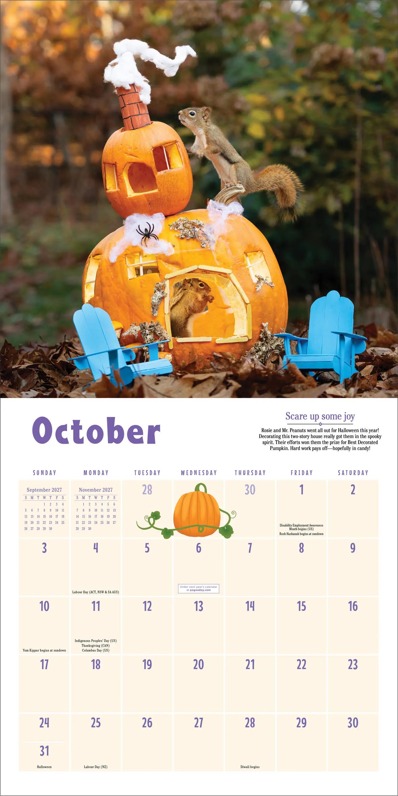 WRK Secret Life of Squirrels 2027 Wall Calendar