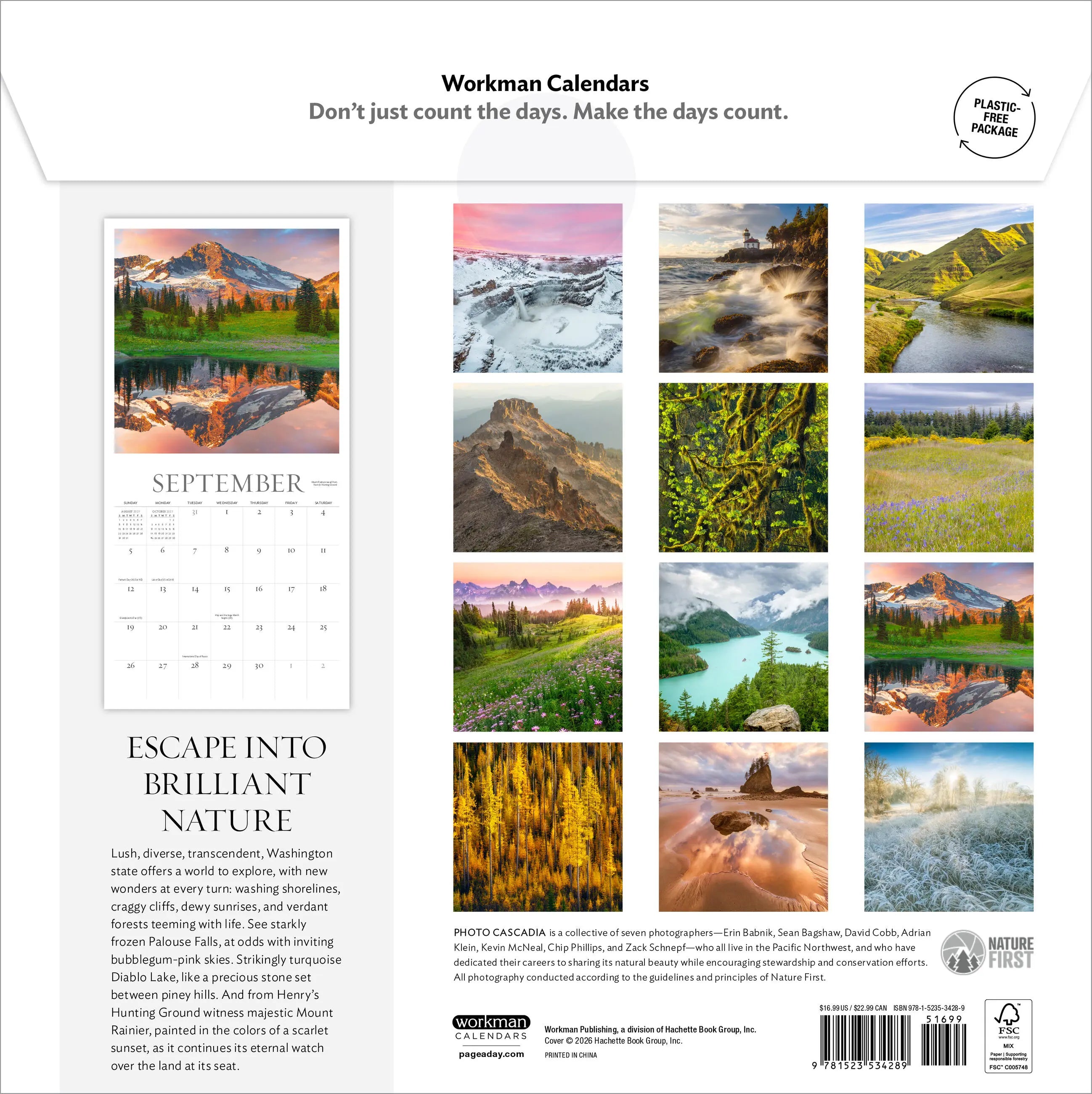 WRK Washington Evergreen 2027 Wall Calendar