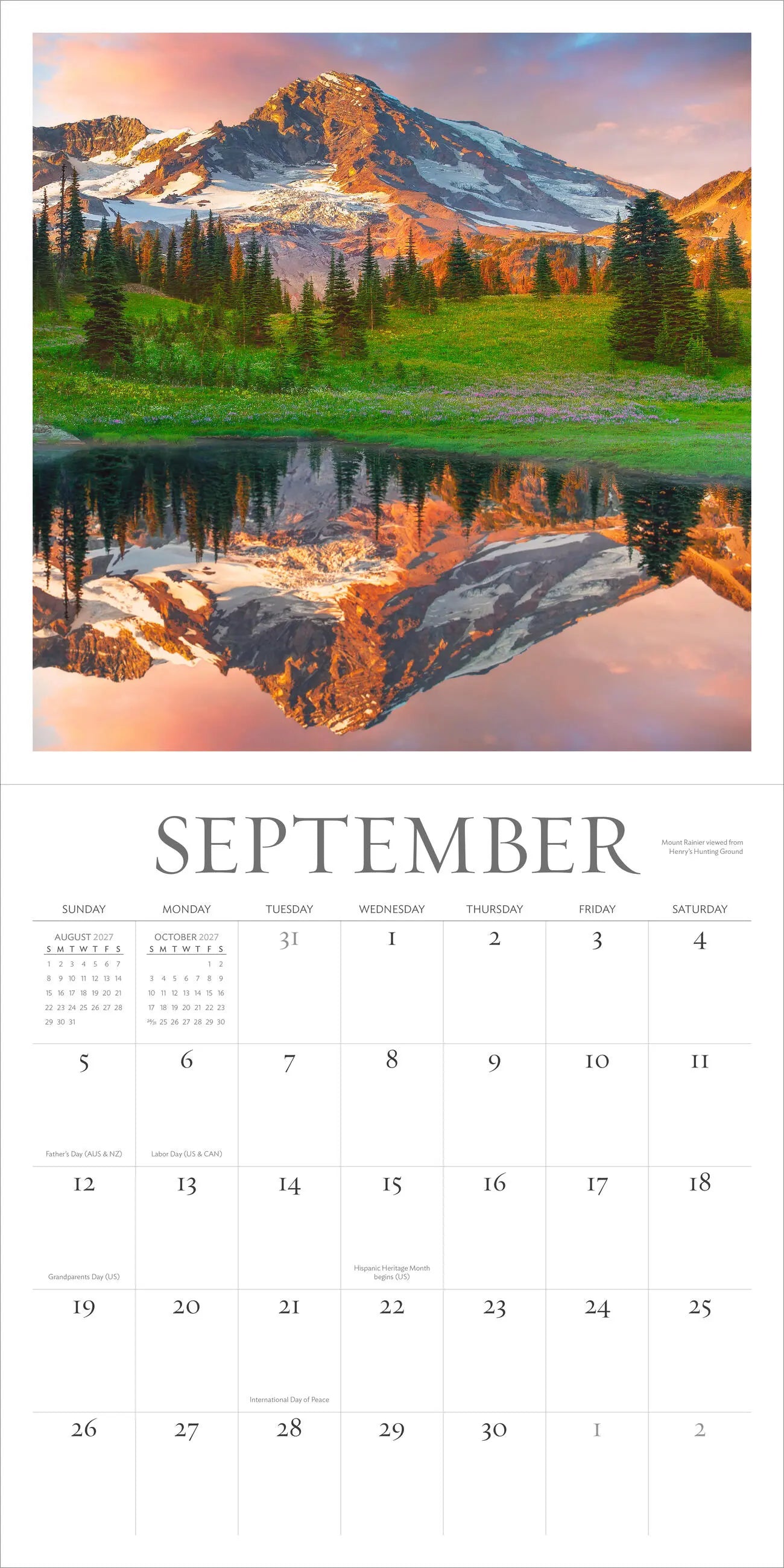 WRK Washington Evergreen 2027 Wall Calendar