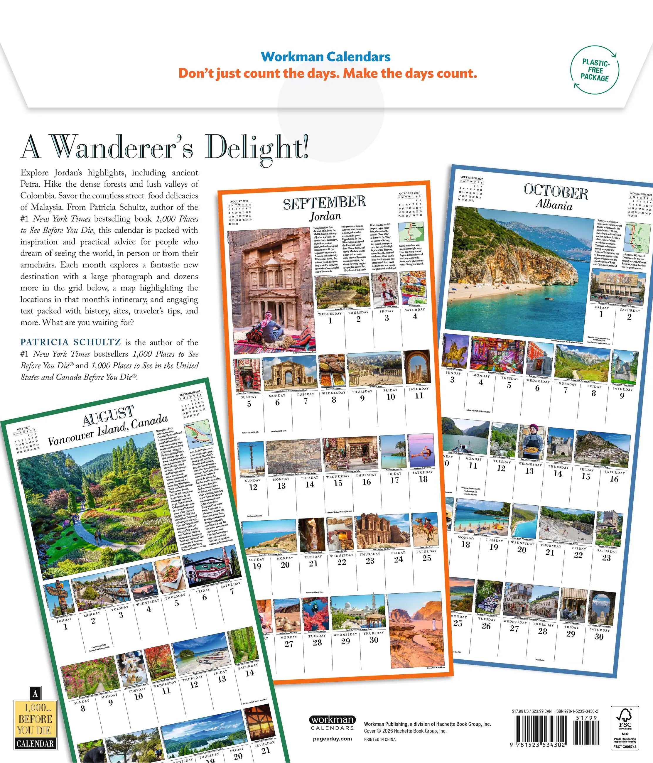 WRK 1,000 Places to See Before You Die Picture-A-Day® 2027 Wall Calendar