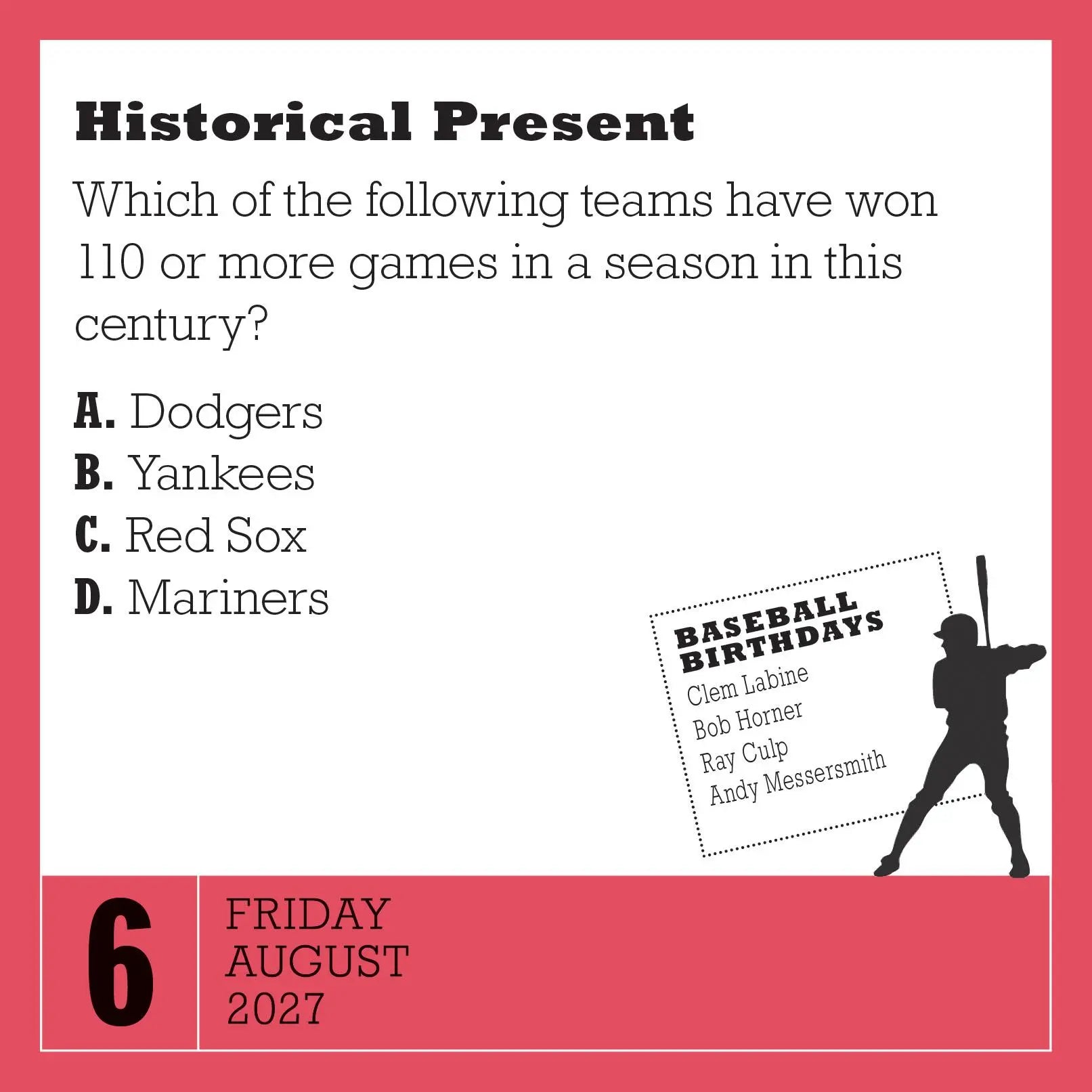 A Year of Baseball Trivia! 2027 Page-A-Day Calendar