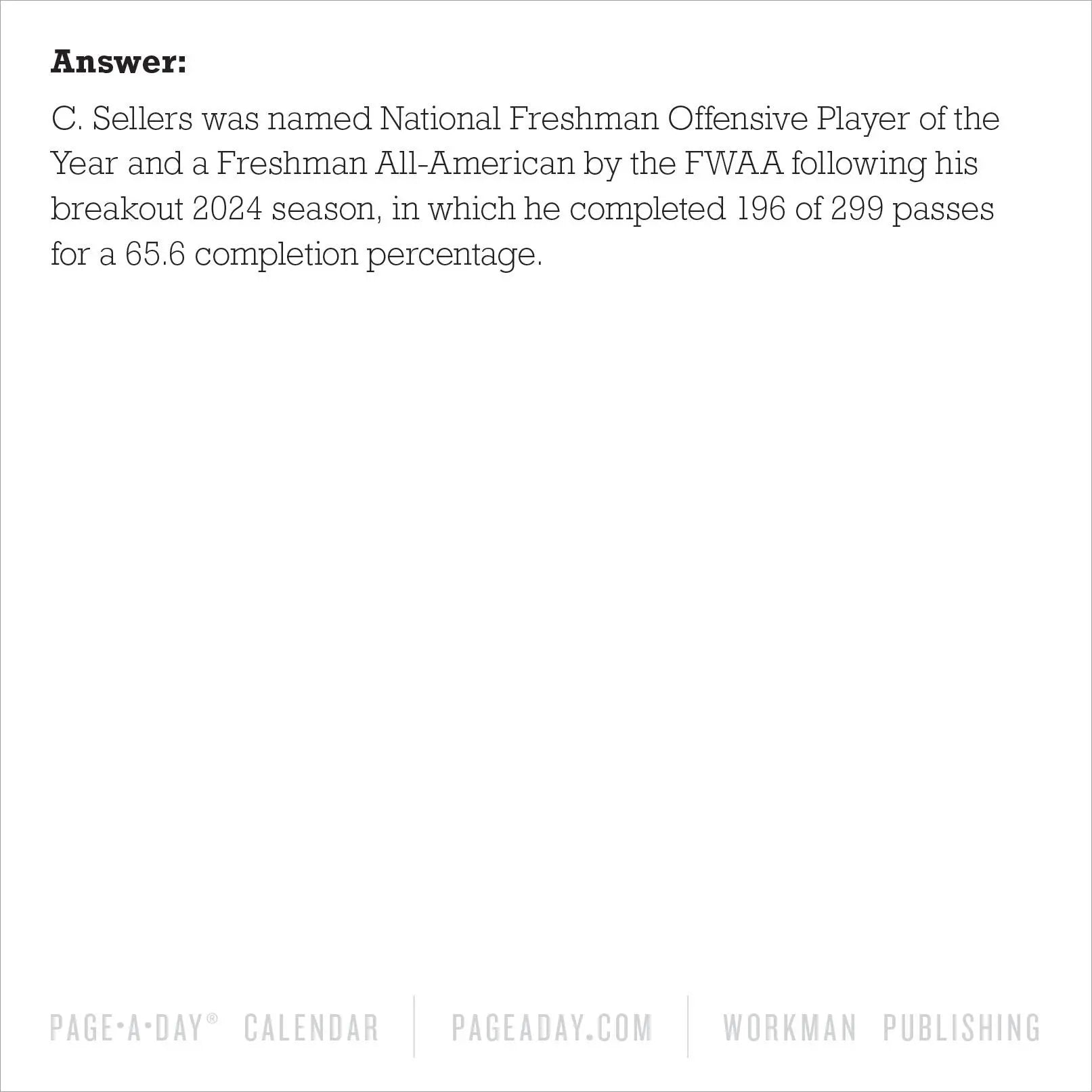 WRK A Year of Football Trivia! 2027 Page-A-Day® Calendar