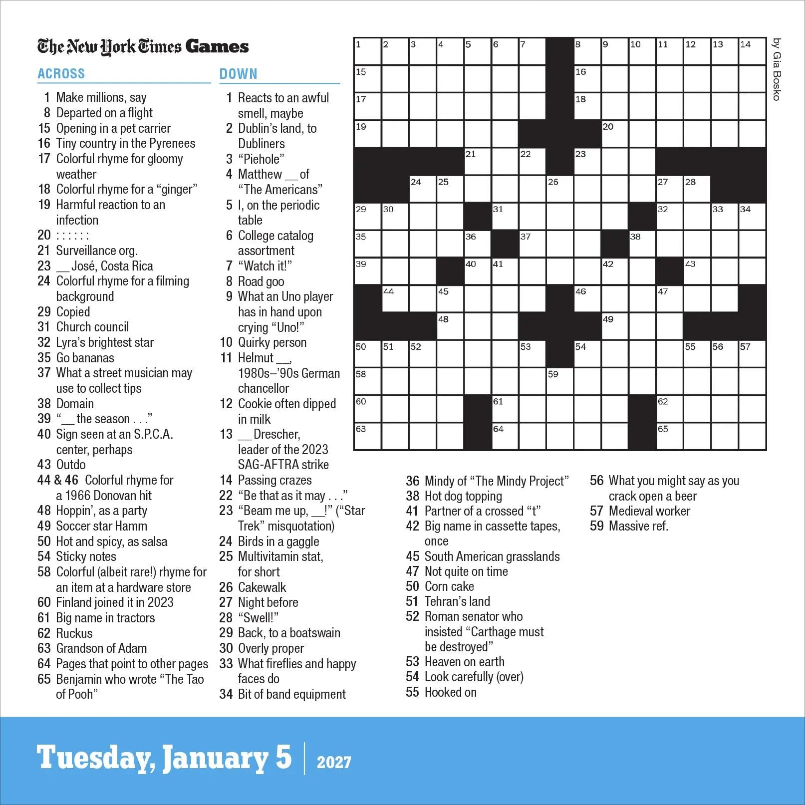 WRK The New York Times Crossword 2027 Page-A-Day® Calendar