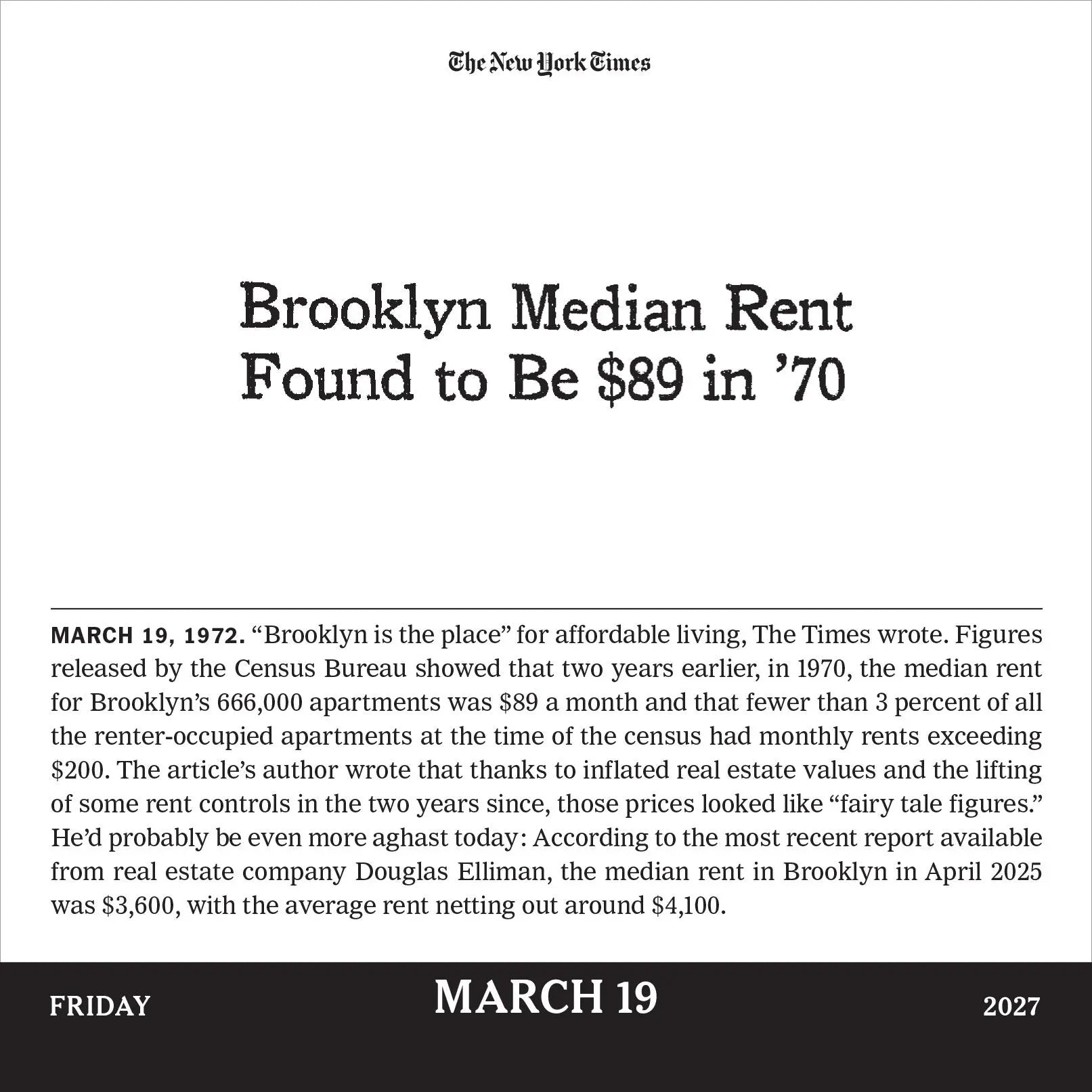 The New York Times Headlines in History 2027 Page-A-Day Calendar