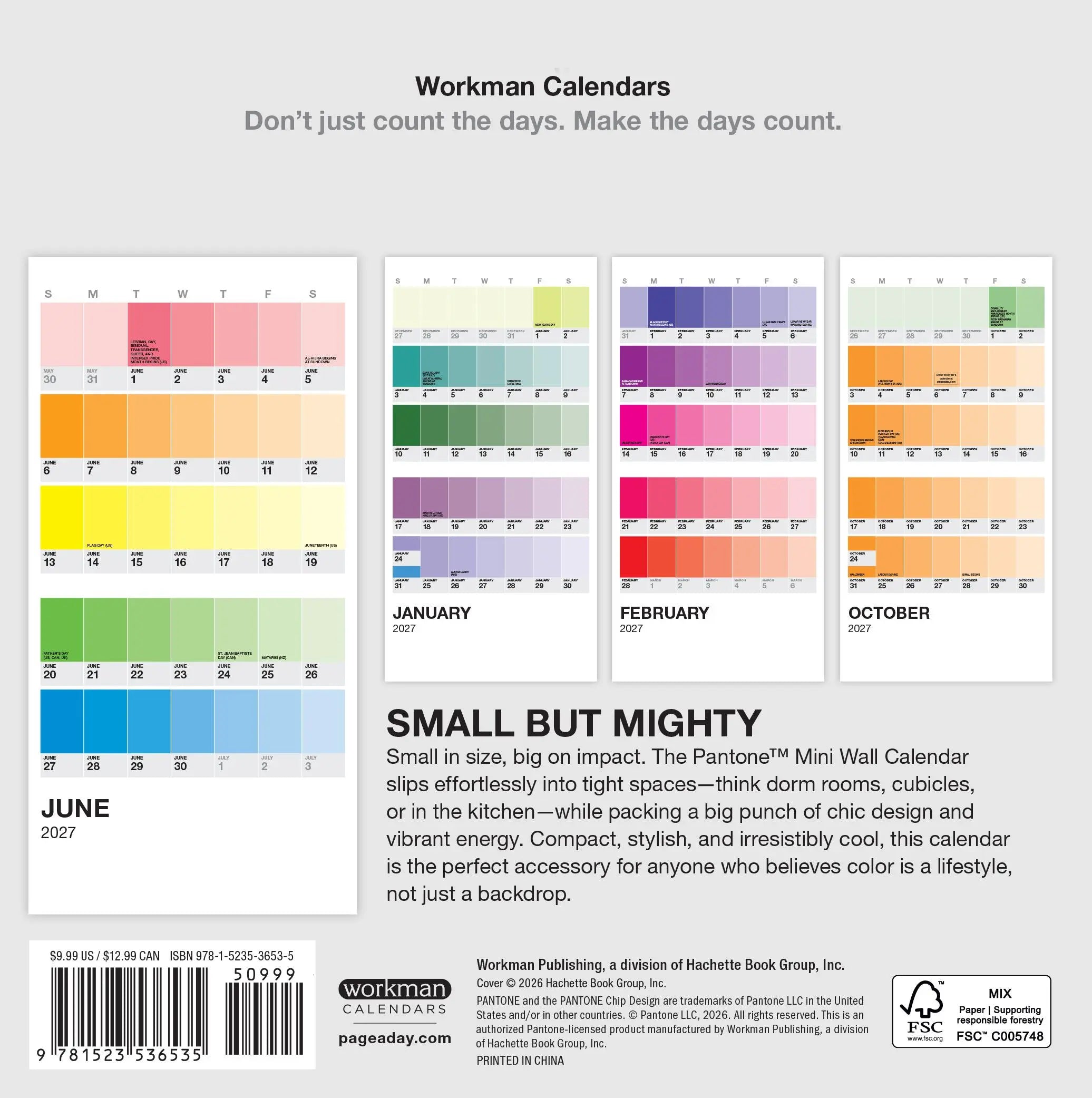 WRK PANTONE™ 2027 Mini Wall Calendar