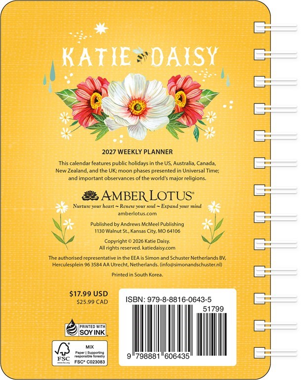 Katie Daisy Where Love Grows 2027 Weekly Planner Calendar