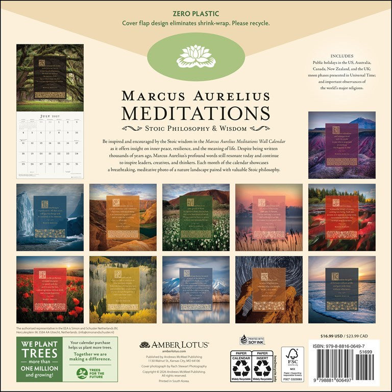 Marcus Aurelius Meditations 2027 Wall Calendar