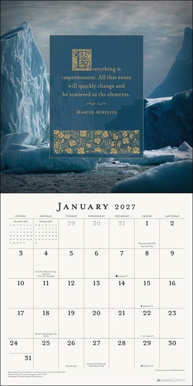 Marcus Aurelius Meditations 2027 Wall Calendar