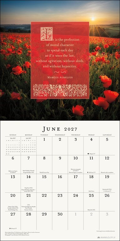 Marcus Aurelius Meditations 2027 Wall Calendar