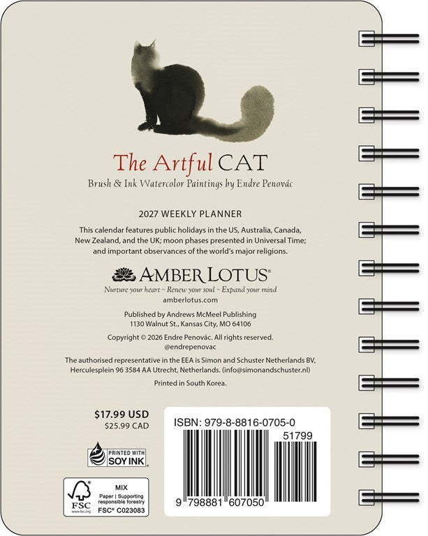 The Artful Cat 2027 Weekly Planner Calendar