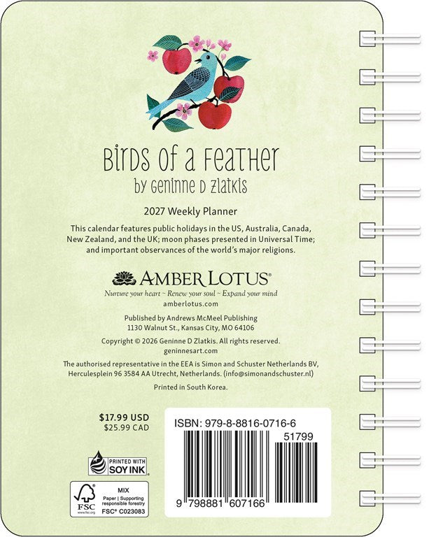Birds of a Feather Genuine D Zlatkis 2027 Weekly Planner Calendar