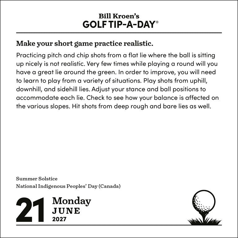 AMC Bill Kroen’s Golf Tip-A-Day 2027 Day-to-Day Calendar