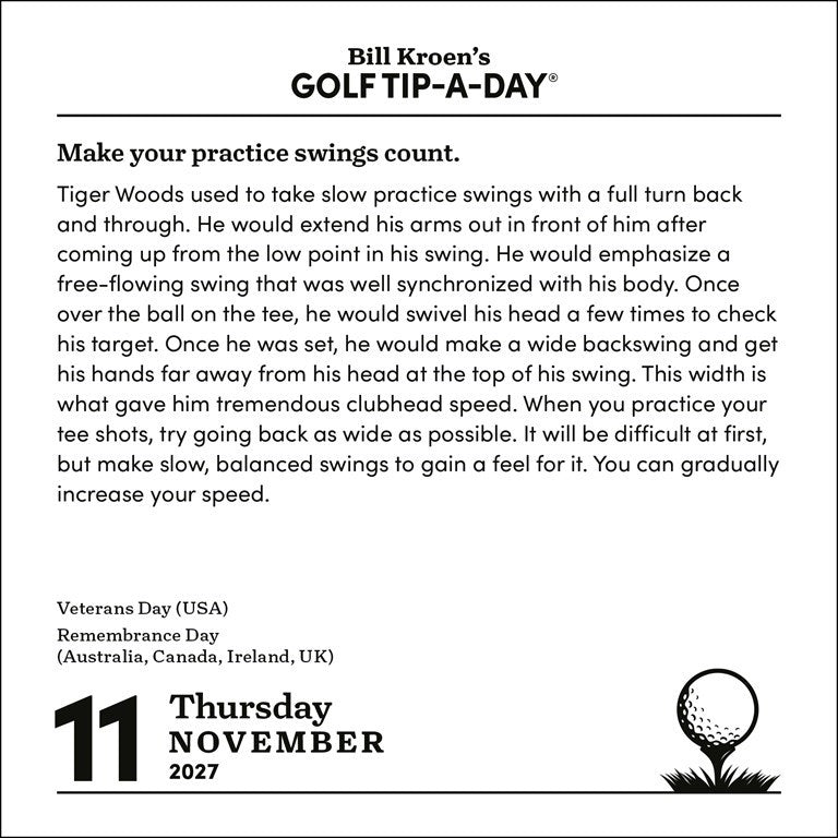 AMC Bill Kroen’s Golf Tip-A-Day 2027 Day-to-Day Calendar