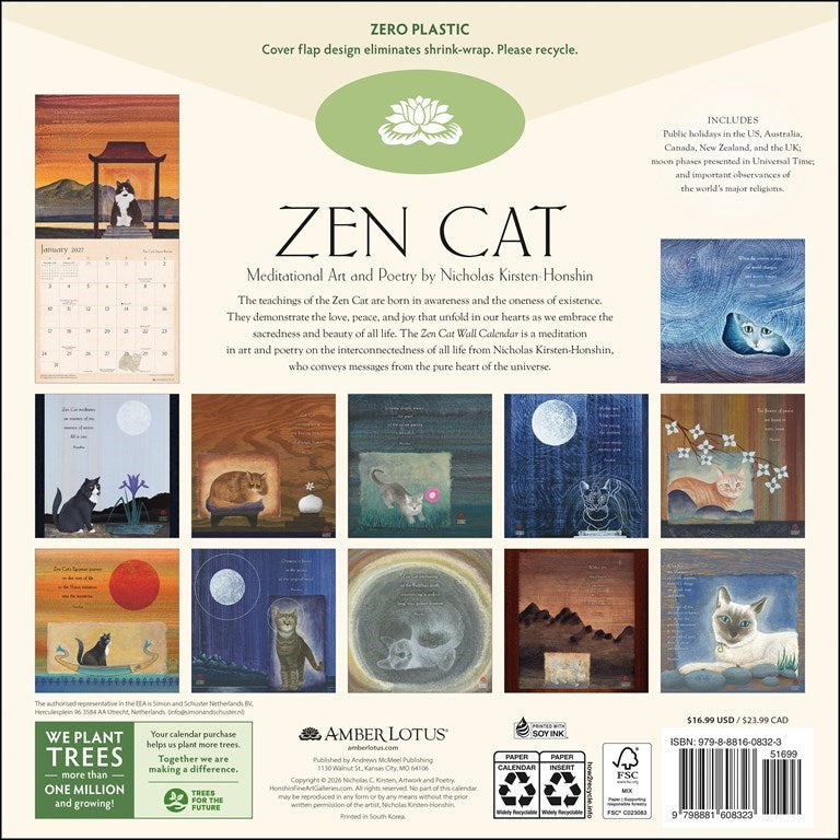 Zen Cat 2027 Wall Calendar