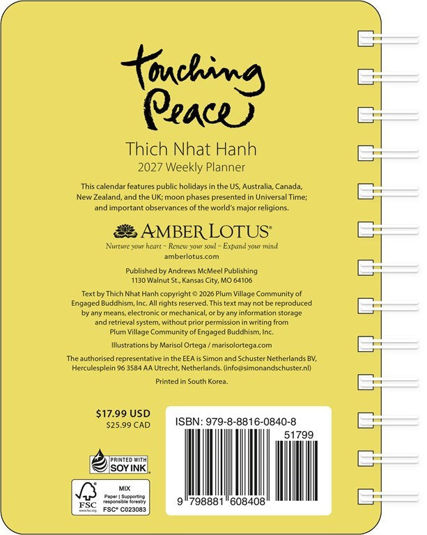 Thich Nhat Hanh Touching Peace 2027 Weekly Planner
