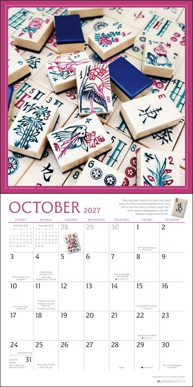 Art of Mahjong 2027 Wall Calendar