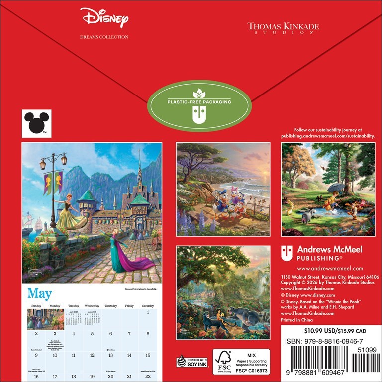 AMC Disney Dreams Collection by Thomas Kinkade Studios 2027 Mini Wall Calendar