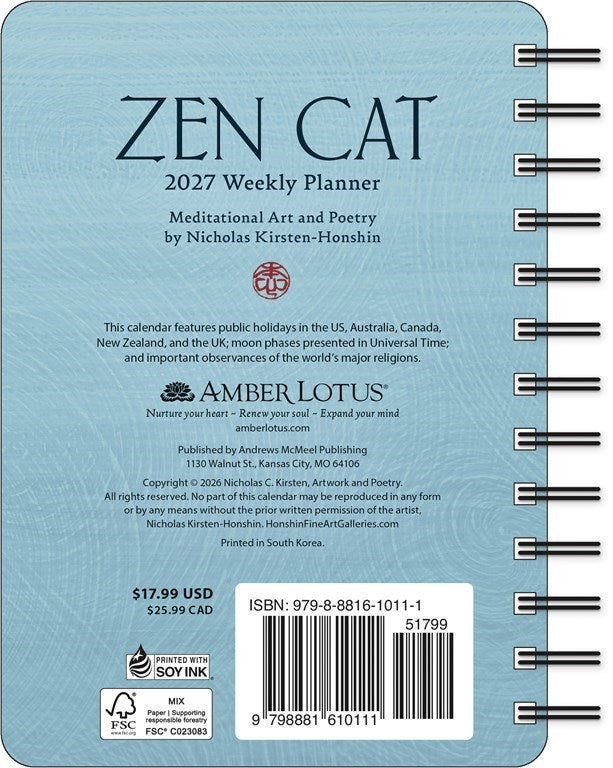 Zen Cat 2027 Weekly Planner Calendar