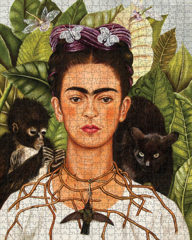 POM Frida Kahlo: Self-Portrait with Thorn Necklace and Hummingbird 1000 Piece Jigsaw Puzzle