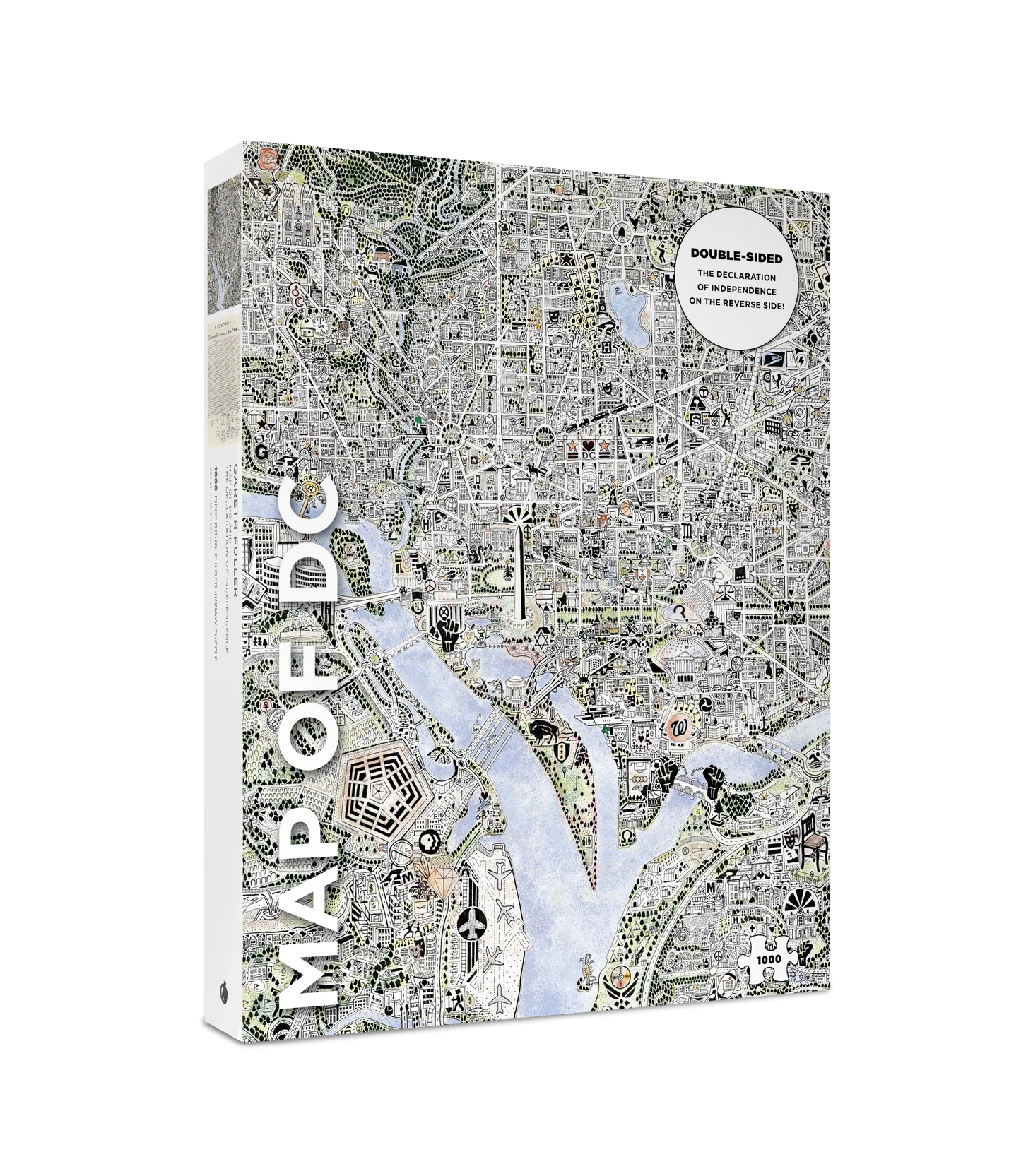 Map of Washington DC and The Declaration of Independence 1000 Piece Double Sided Puzzle