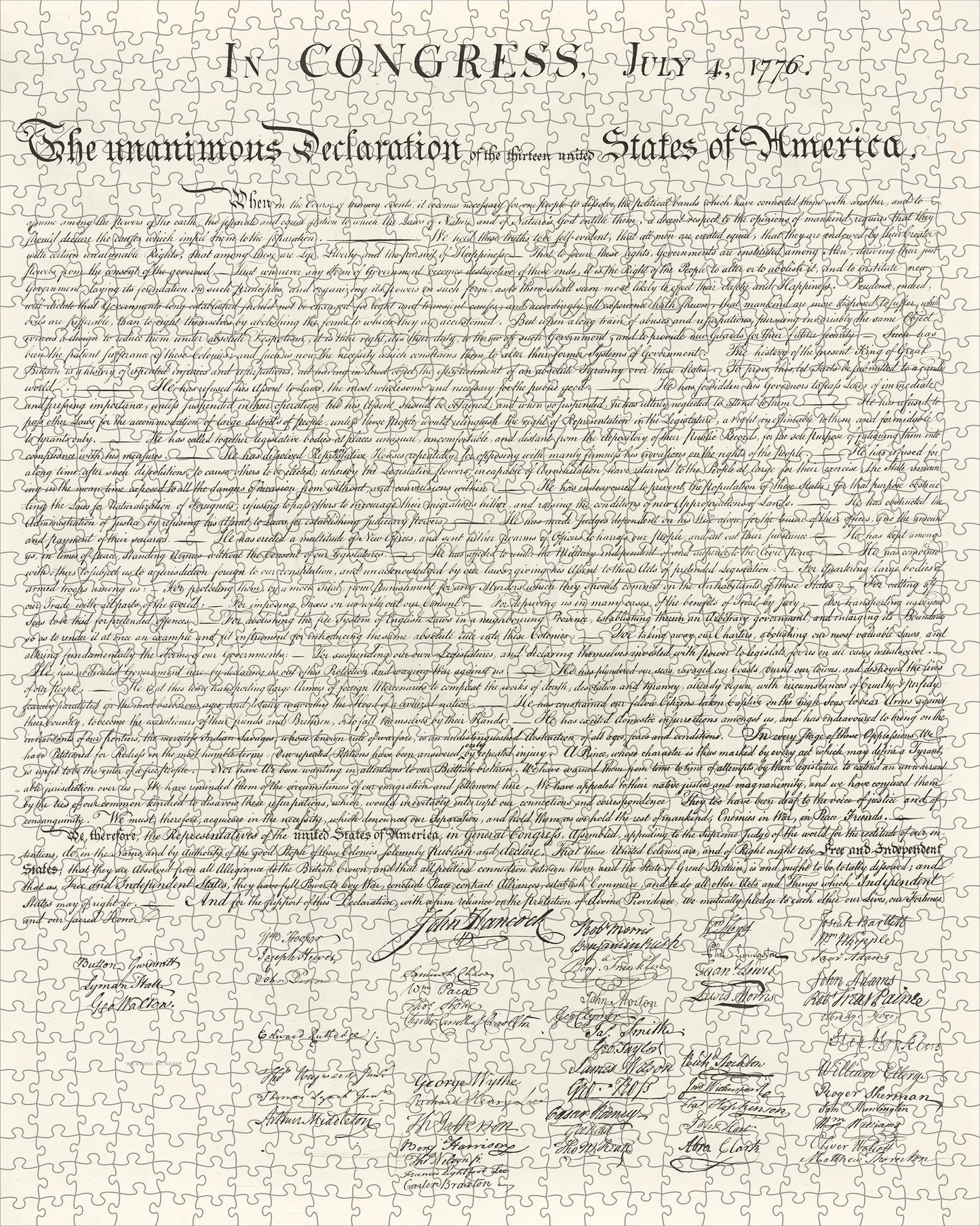 Map of Washington DC and The Declaration of Independence 1000 Piece Double Sided Puzzle