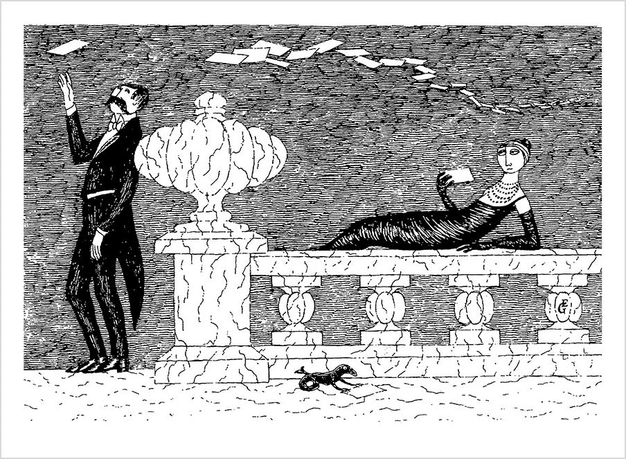 Mysterious Messages, Cryptic Cards, Coded Conundrums, Anonymous Notes Edward Gorey - Book of Postcards    