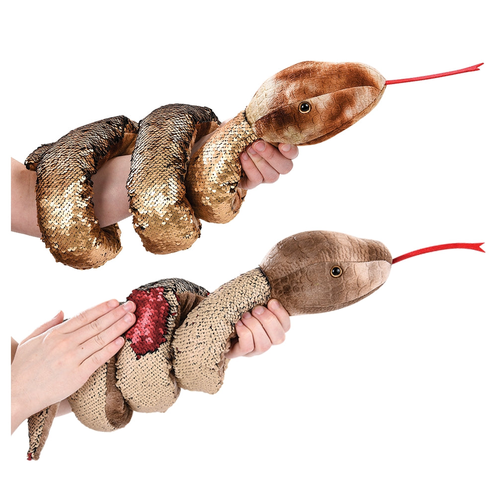 Sequin Natural 67" Snake - Copper/Black or Cream/Red