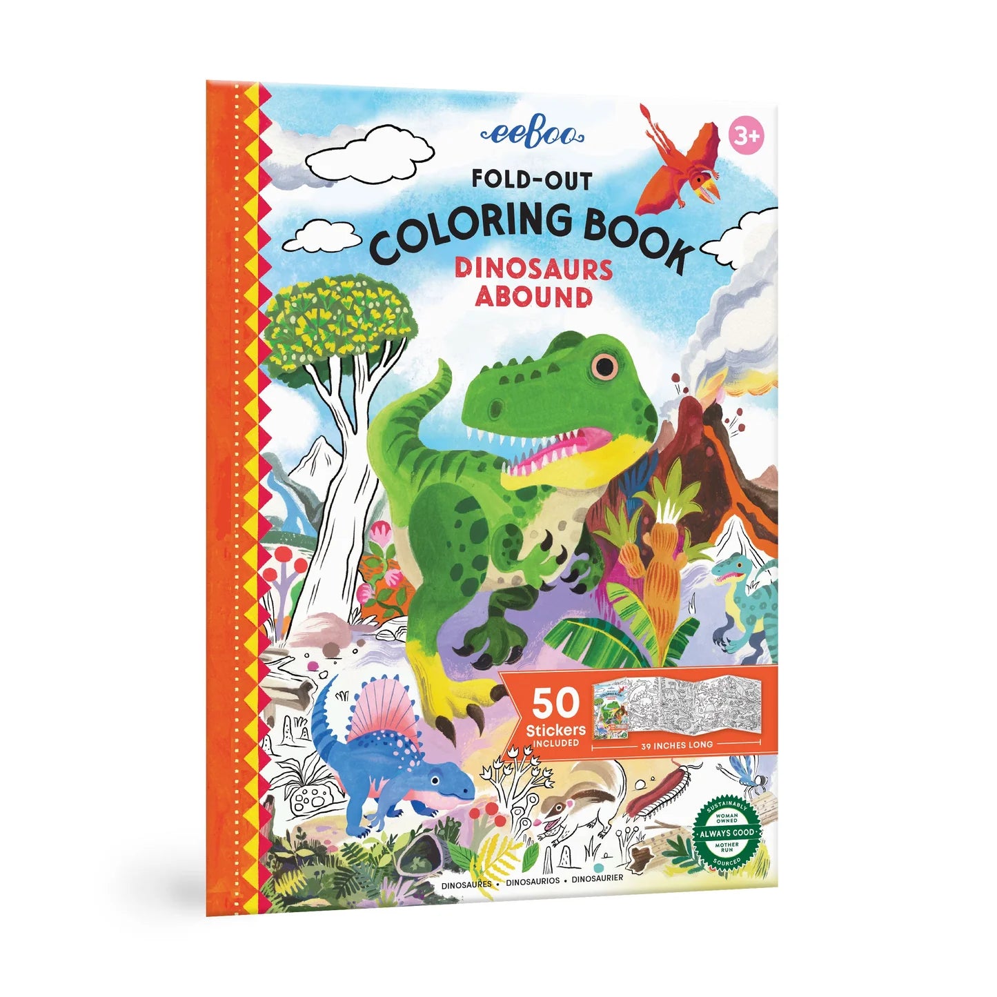 eeBoo Dinosaurs Abound Fold Out Coloring Book