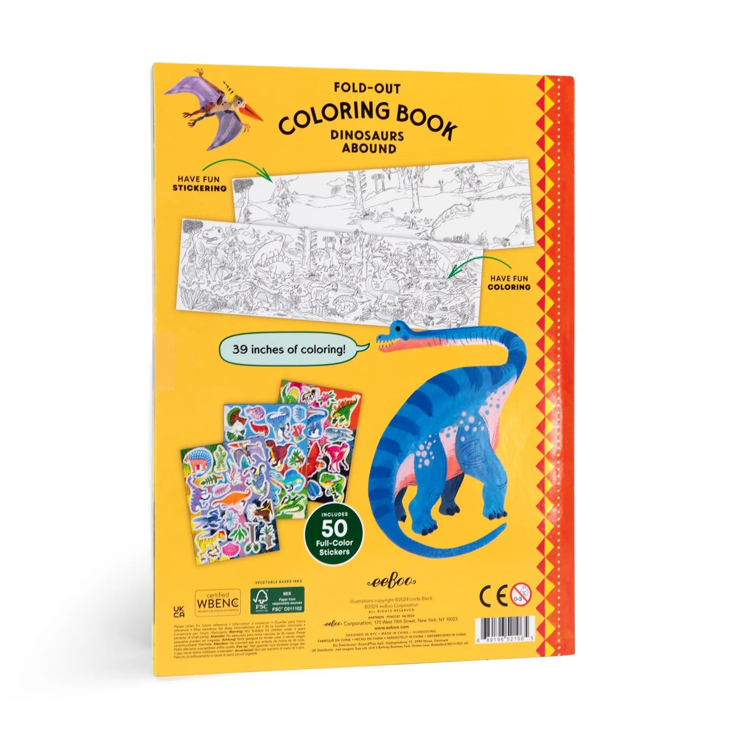 eeBoo Dinosaurs Abound Fold Out Coloring Book
