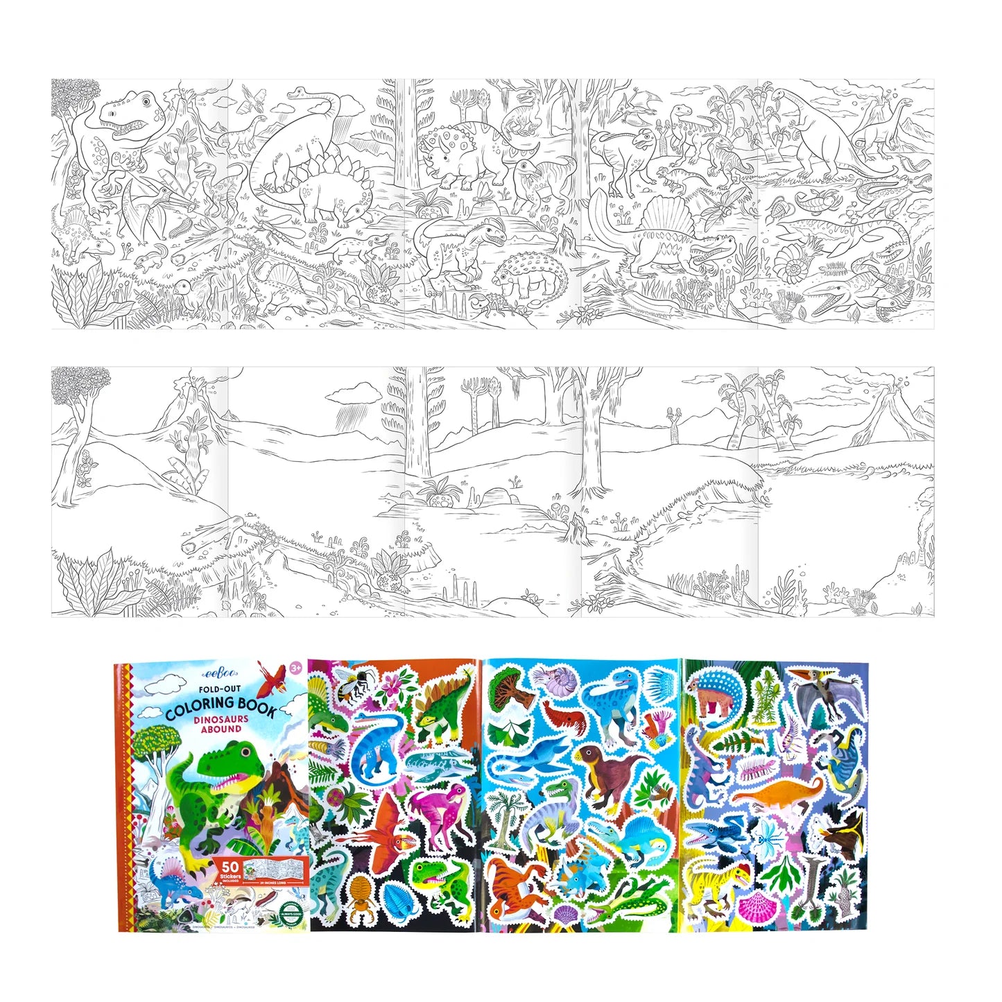 eeBoo Dinosaurs Abound Fold Out Coloring Book