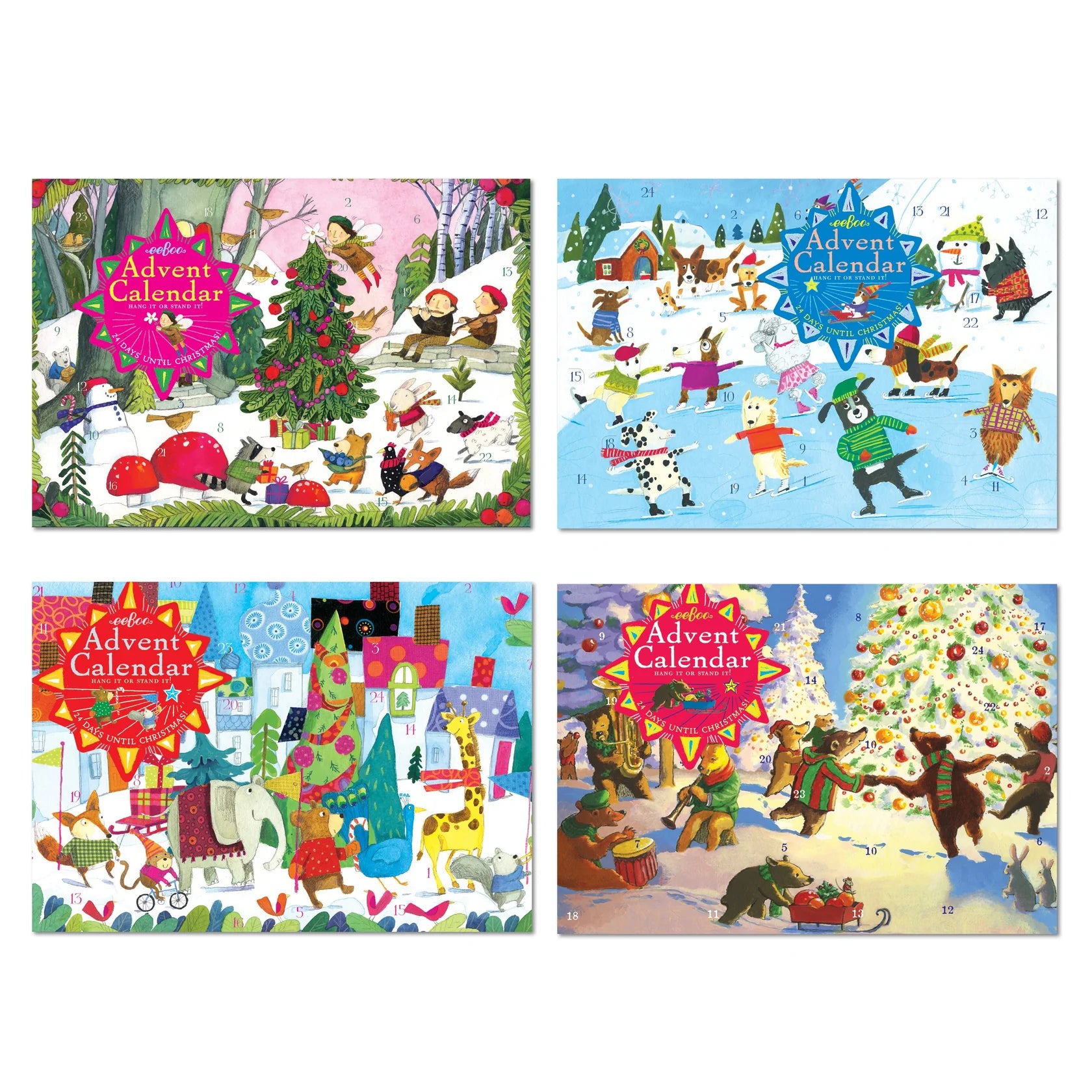 Advent Calendar - (Single) Various Designs - Skating Dogs, Dancing Bears, Christmas in the Woods, or Parade