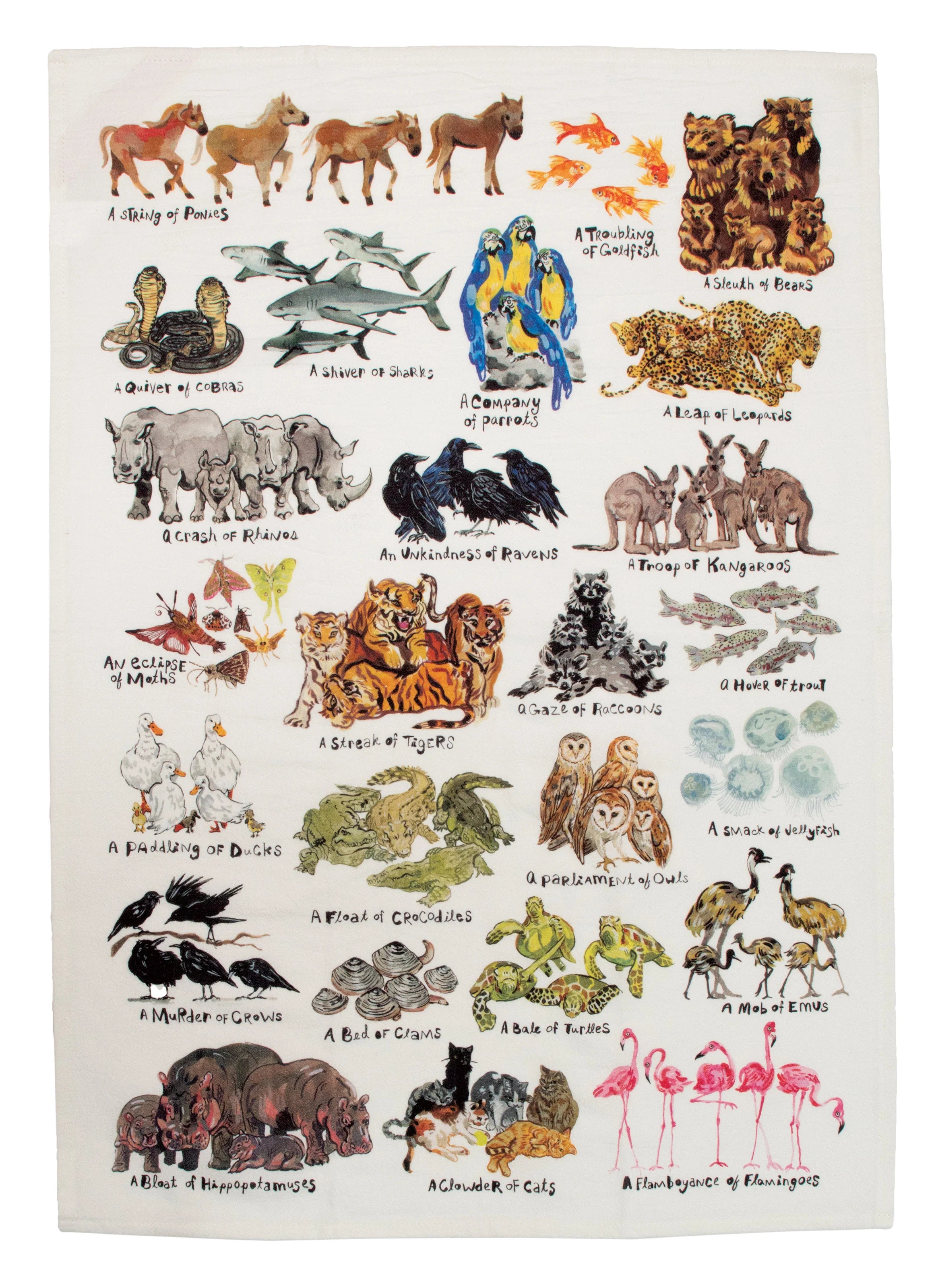 Animal Groupings Dish Towel