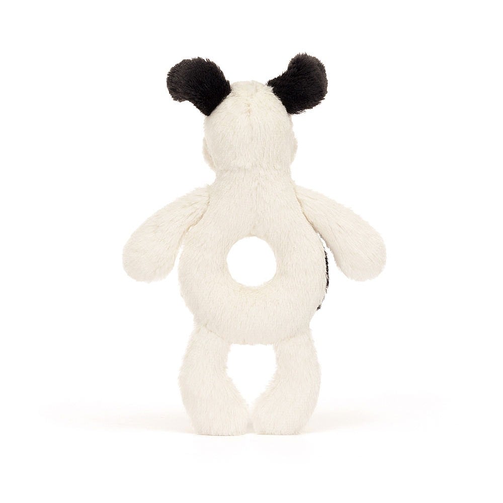 Jellycat Bashful Black & Cream Puppy Ring Rattle    