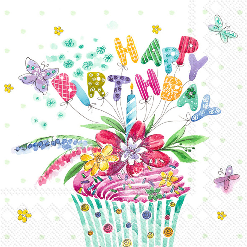 Birthday Cupcake Cocktail Napkins    