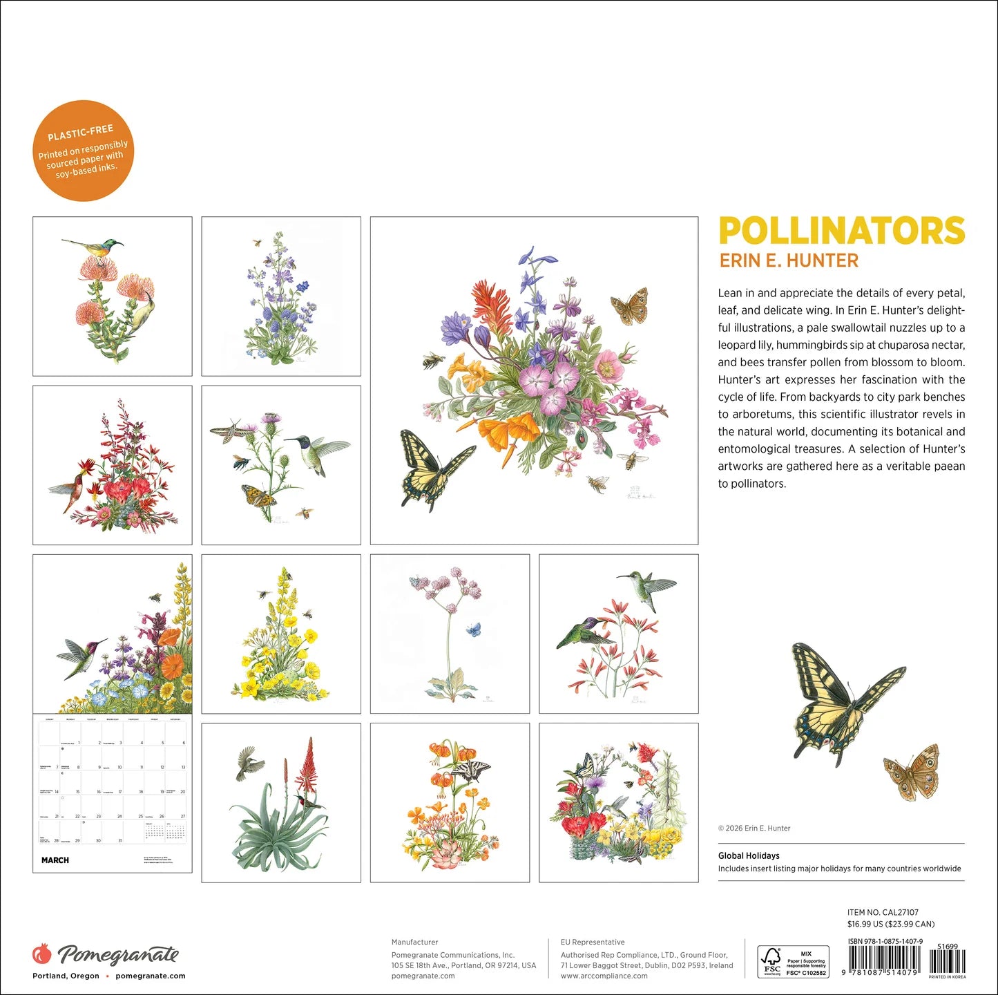 POM Erin E. Hunter: Pollinators 2027 Wall Calendar
