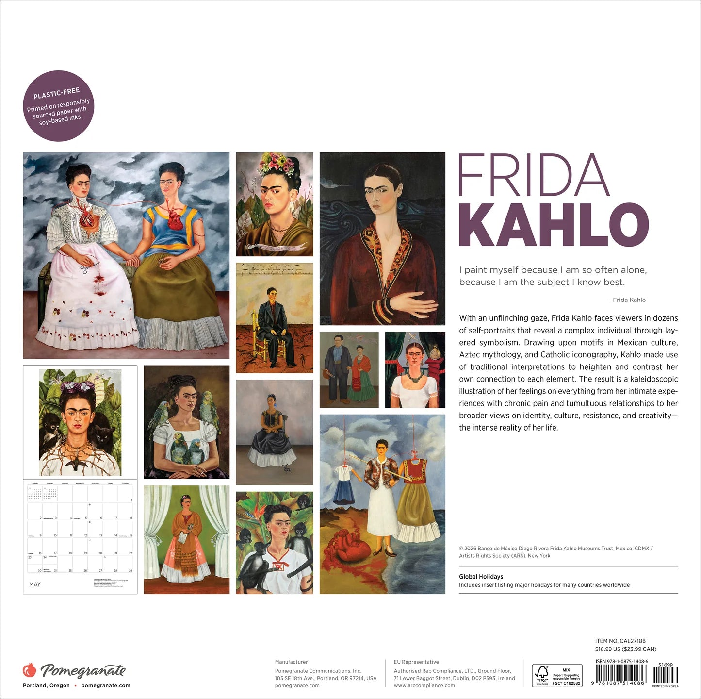 POM Frida Kahlo 2027 Wall Calendar