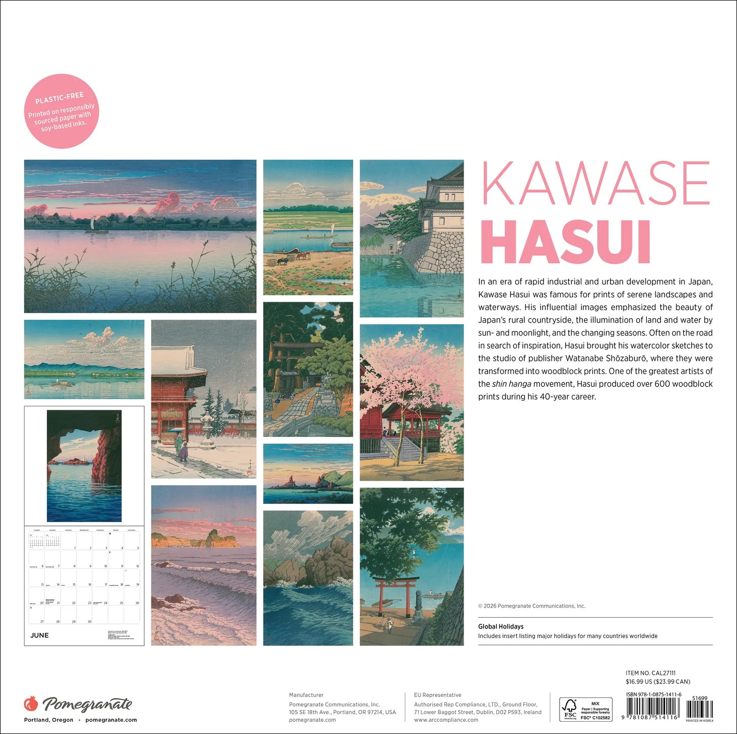 POM Kawase Hasui 2027 Wall Calendar