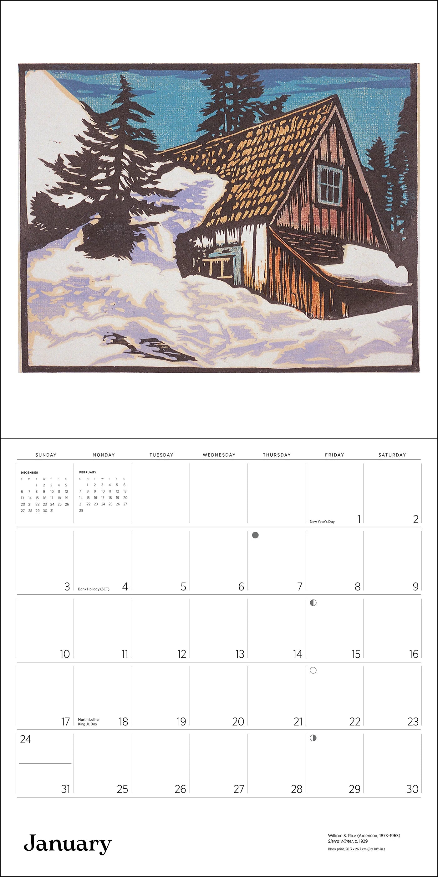 POM Arts & Crafts Block Prints by William S. Rice 2027 Wall Calendar