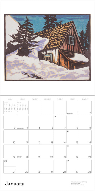 POM Arts & Crafts Block Prints by William S. Rice 2027 Wall Calendar